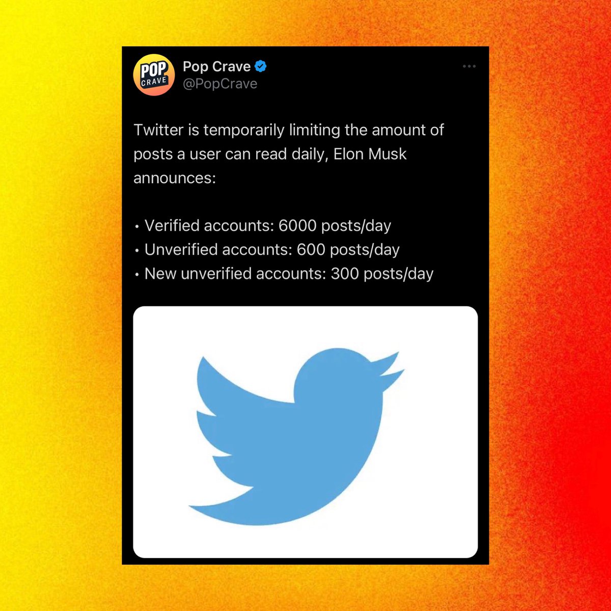 PopCrave's tweet photo. Twitter users who reach the daily limit for read tweets will seemingly experience an exceeded rate limit until the following day. https://t.co/ofLAzyzTiJ
