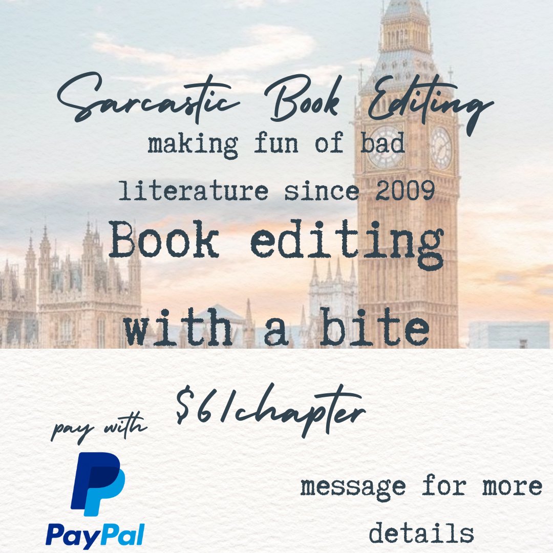 PercontationP's tweet photo. Do you like my snark? Do you ever wish that I would snark something that you've written? I do that, too! $6 for 1 chapter! Message me for more details. #booktwt #AuthorsOfTwitter #proofreader #copyeditor https://t.co/iwaS4O9Qjg