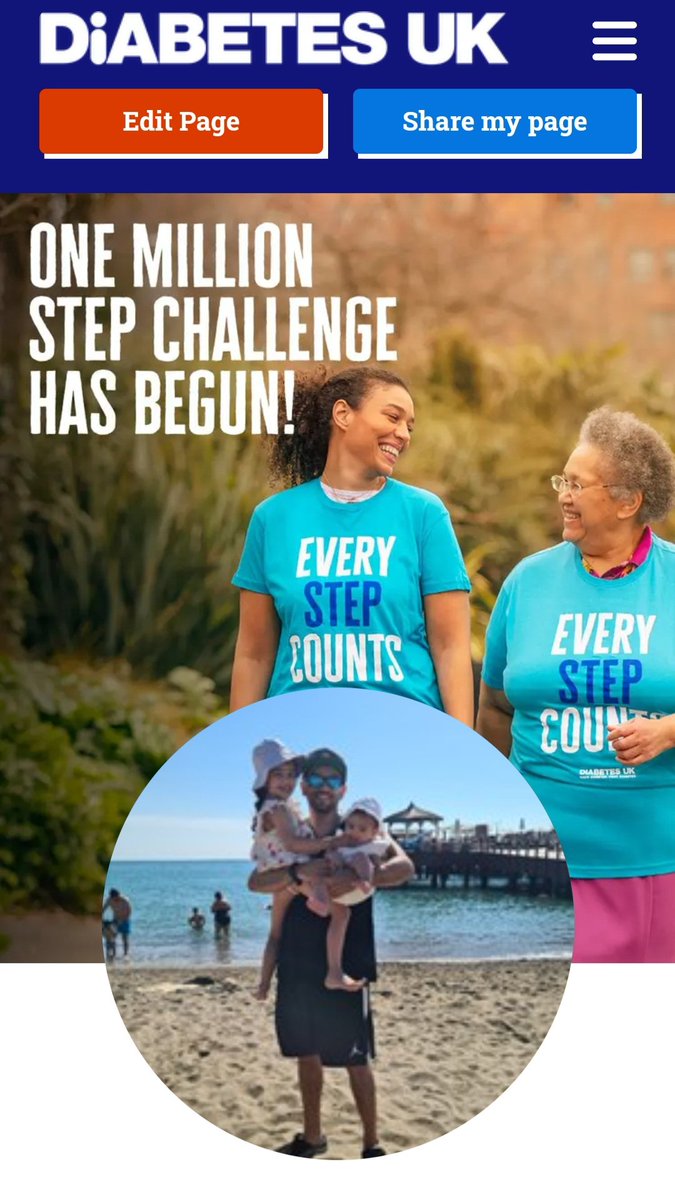 Excited to take part in the #1millionstepschallenge for @DiabetesUK 90 Days to 1 million steps. Let's go! 💪🏽 Any donations would be much appreciated 🙏 Donate here : donate.justgiving.com/donation-amoun…