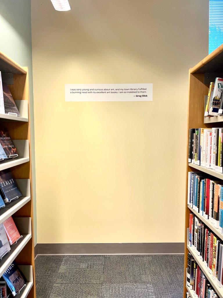 If you stop by the Pine Hills Branch, take notice of all the library love notes. <a href="/OpalkaGallery/">Opalka Gallery</a> asked the artists of their current show if they wanted to share about libraries, and so many responded with lovely messages, now posted around the branch 🥰🥰🥰