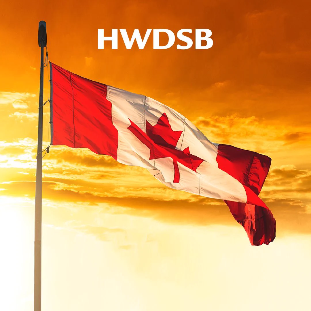 Image of Canada flag with HWDSB logo.
