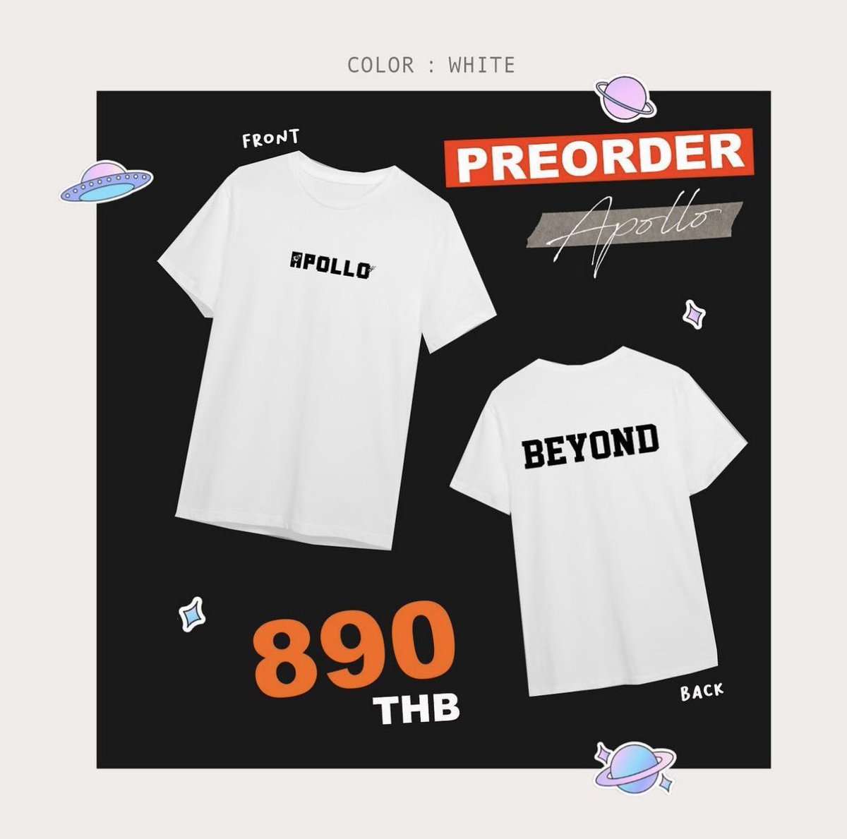 選べる配送時期 完売PondブランドAPOLLO新作Tシャツ gmmtv PondPhuwin