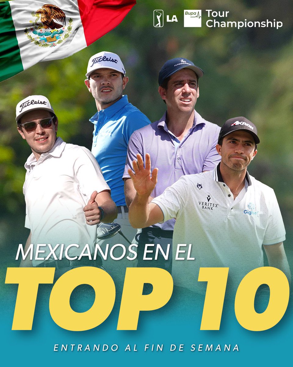 Hay cuatro 4️⃣ mexicanos 🇲🇽 en el top 10 entrando a la ronda de este sábado en el #BupaTourChampionship. 

T2 <a href="/JorgeVillar98/">Jorge Villar</a>
T2 <a href="/BolaOrtiz15/">Alvaro Ortiz</a> 
T6 <a href="/RaulP96/">Raul Pereda</a>
T6 <a href="/RodoCazaubon/">Rodo Cazaubon</a>