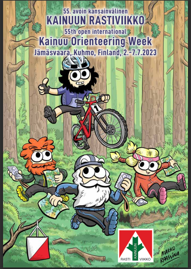 #Kainuu #Rastiviikko kisalehden kansikuva on taas mainio. Taitelija <a href="/MarkoRaassina/">Marko (Nerd and Jock Comics)</a> on perehtynyt aiheeseen. Huomatkaa jopa #pyöräsuunnistus lukkopolkimetkin kuvan hahmolla.

Ohjelmalehti kokonaisuudessaan: rastiviikko.fi/2023/kasiohjel….
 
#suunnistus #Kuhmo @KainuuOWeek #KRV