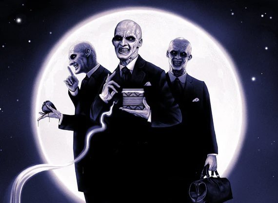 "Can't even shout.
Can't even cry.
The Gentlemen are coming by.
Looking in windows, 
knocking on doors...
They need to take seven 
and they might take yours...
Can't call to mom.
Can't say a word.
You're gonna die screaming 
but you won't be heard.”

🎨 Sara Deck