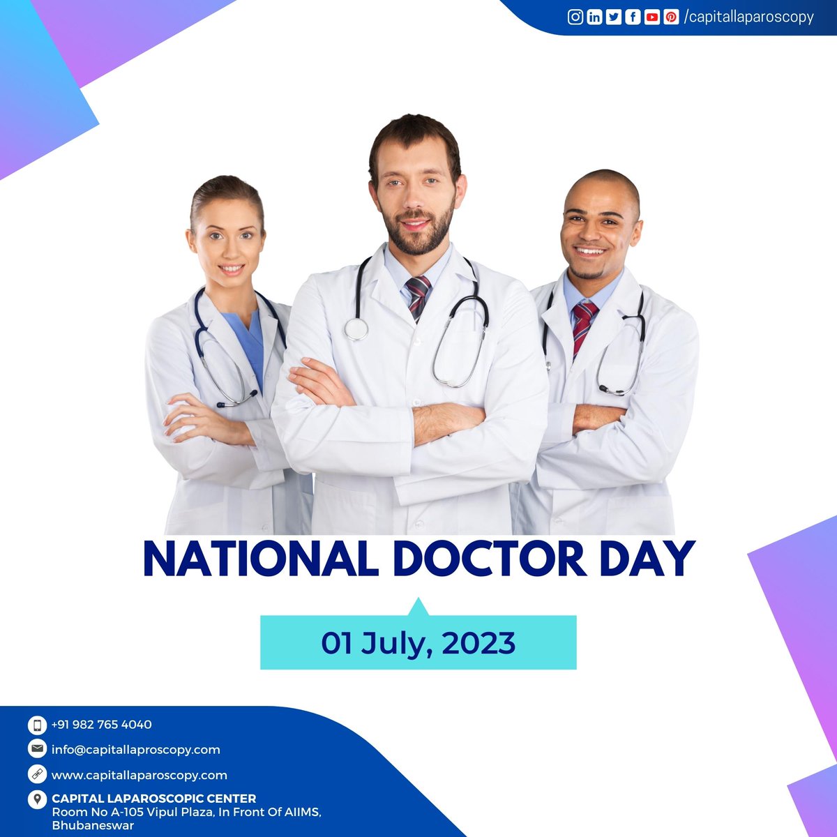 CLaparoscopy's tweet photo. We extend our deepest gratitude to the incredible physicians who make a difference in our lives. Your knowledge, skill, and care are invaluable to our well-being. #NationalDoctorsDay #DoctorsRock #DoctorAppreciation #bbsrlaparoscopy #bbsrgynicdoctor #capitallaparoscopy https://t.co/w4tnh0ZMN2
