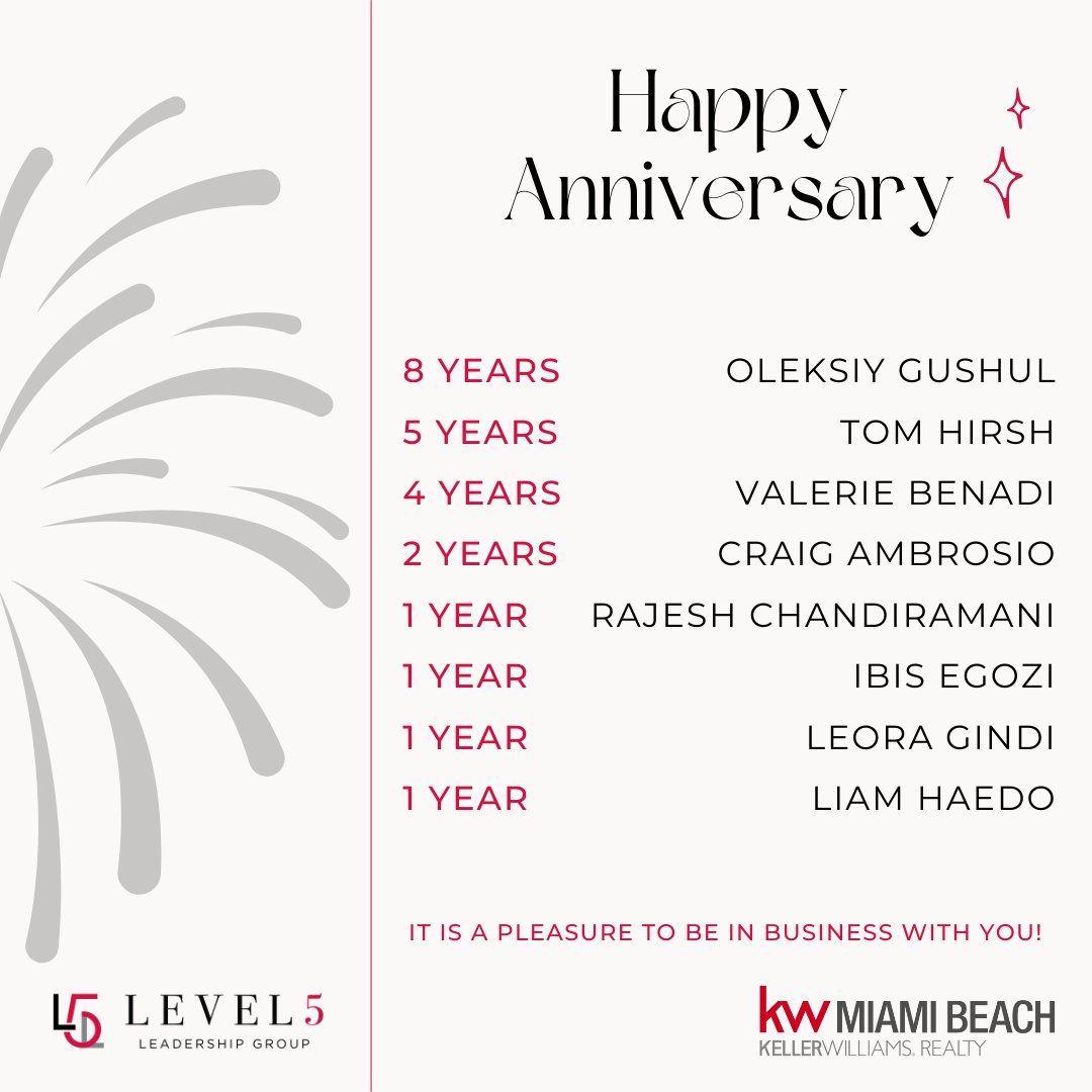 KellerMiami's tweet photo. Celebrating the incredible years of growth, passion, and dedication. Grateful to be in business with you! 
Happy Anniversary. 🥂🏆 https://t.co/SDN89Y6fM4