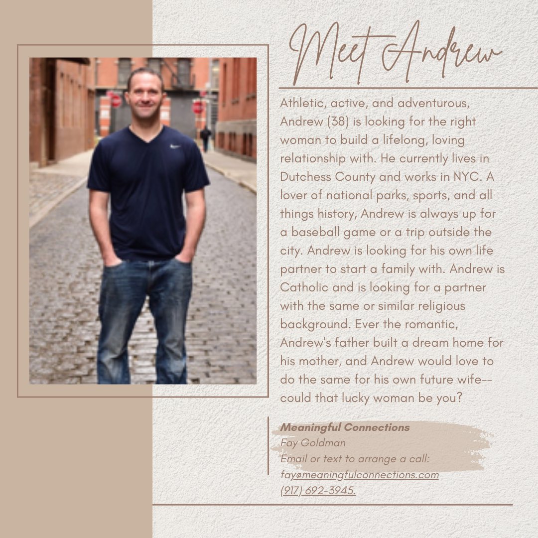meaningconnect's tweet image. Meet Andrew, one of our elite singles from Dutchess County. He’s looking for his perfect match—could that lucky woman be you?