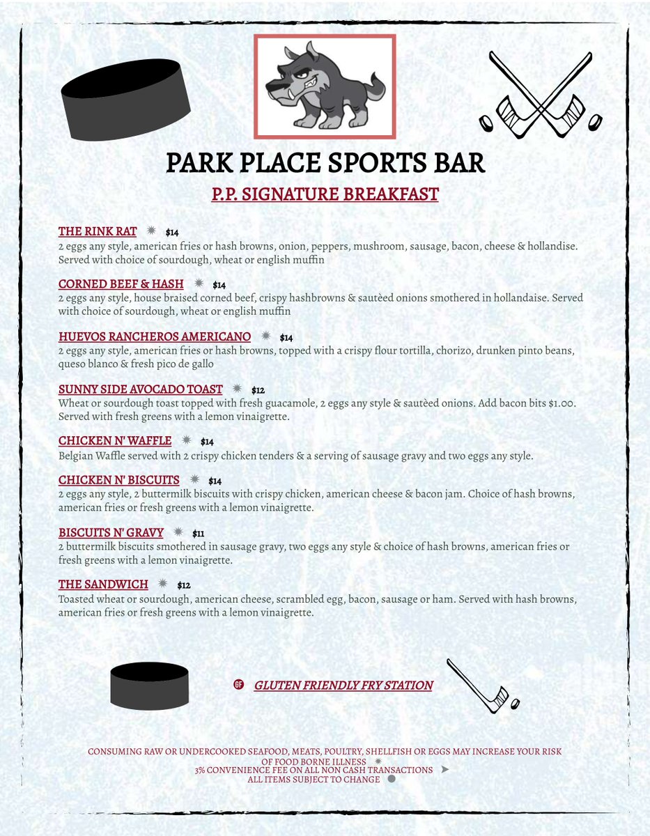 ParkPlace2's tweet image. Come on down for brunch &amp;amp; bloodies! We open at 10am! #openallweekend #parkplacesportsbar