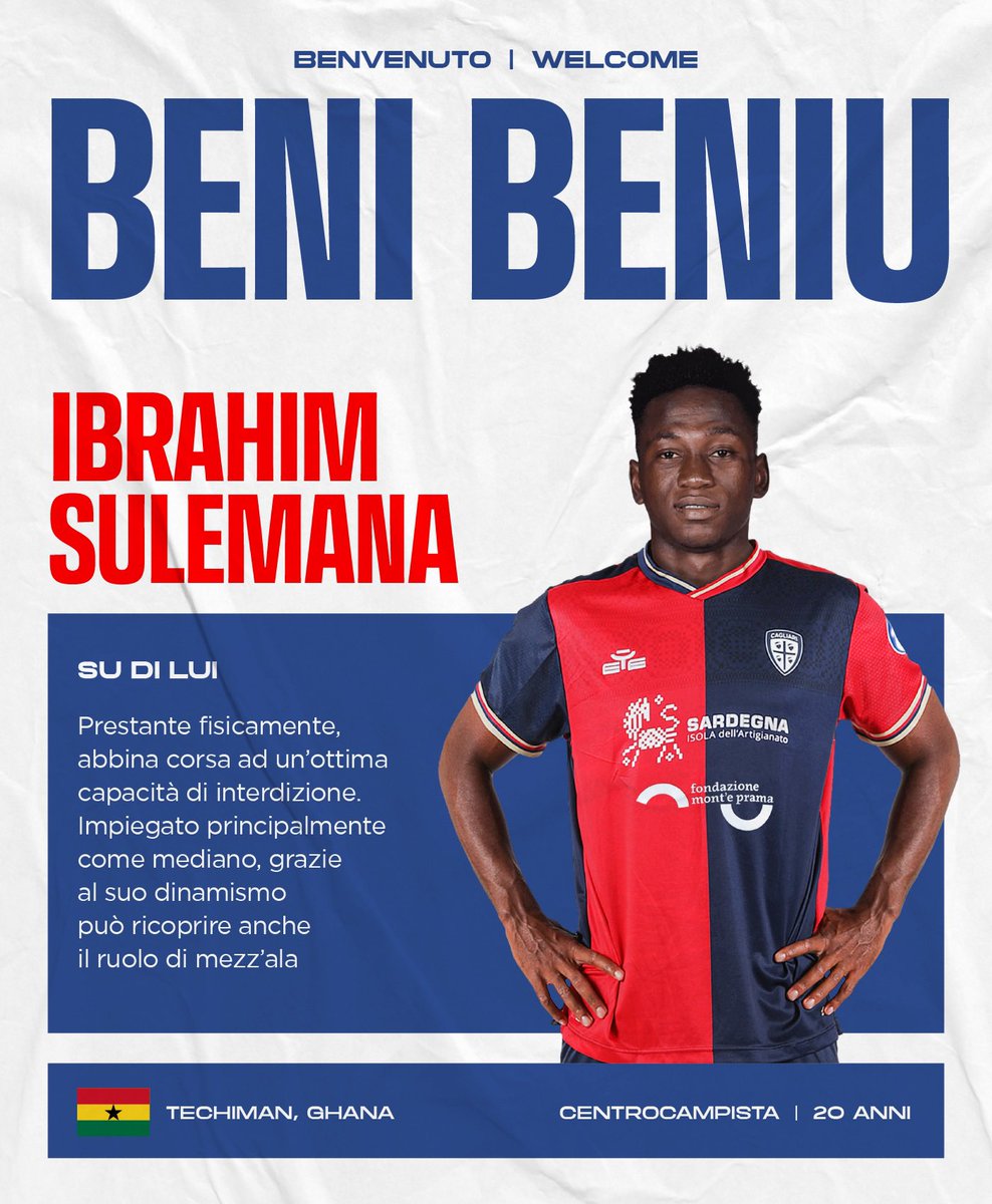 Ibrahim Sulemana joins Cagliari on a four-year deal.

Congratulations @Sulemana77