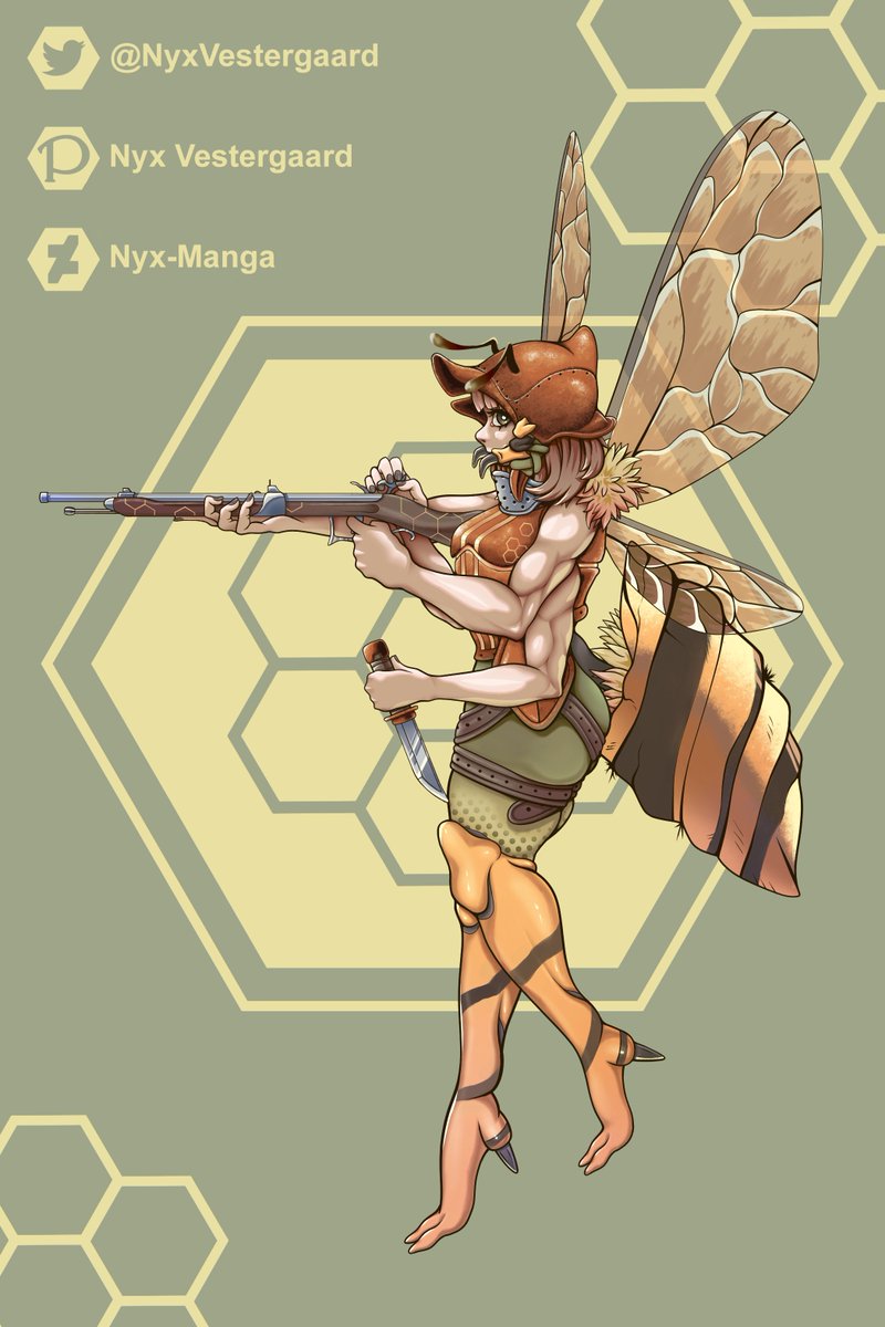 NyxVestergaard's tweet photo. Colonial Yellowstripe live in tall hexagon shaped hives ruled by a queen. The average hive population exceeds 1000 individuals. Besides the queen, three classes make up the hive population, namely the Hive Guard, Hive Scouts and Hive Workers. https://t.co/GroLXVozh2