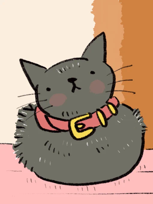 丸いぜ。  #絵 #イラスト #猫 #ネコ 