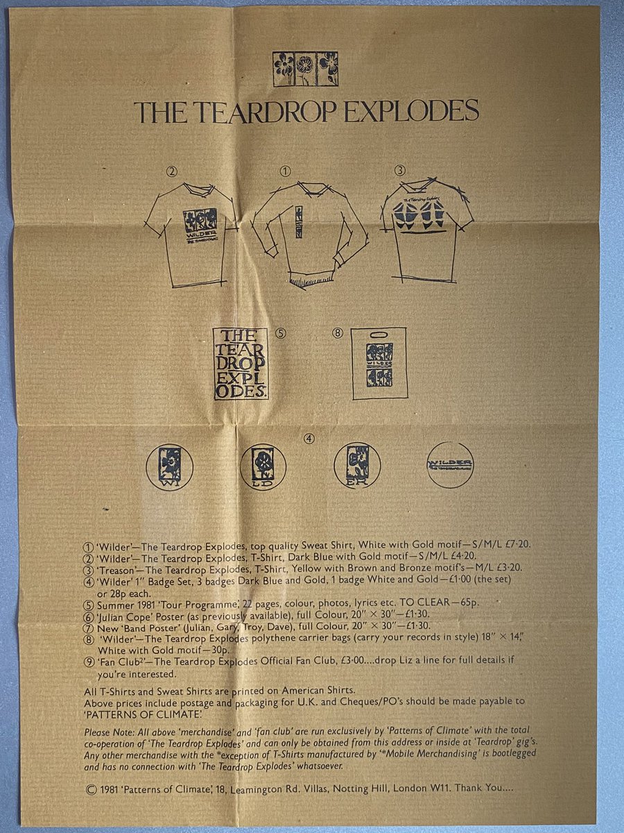 Is it too late to join? From 1981, The Teardrop Explodes relaunched fan club membership form and merchandise #TheTeardropExplodes #JulianCope