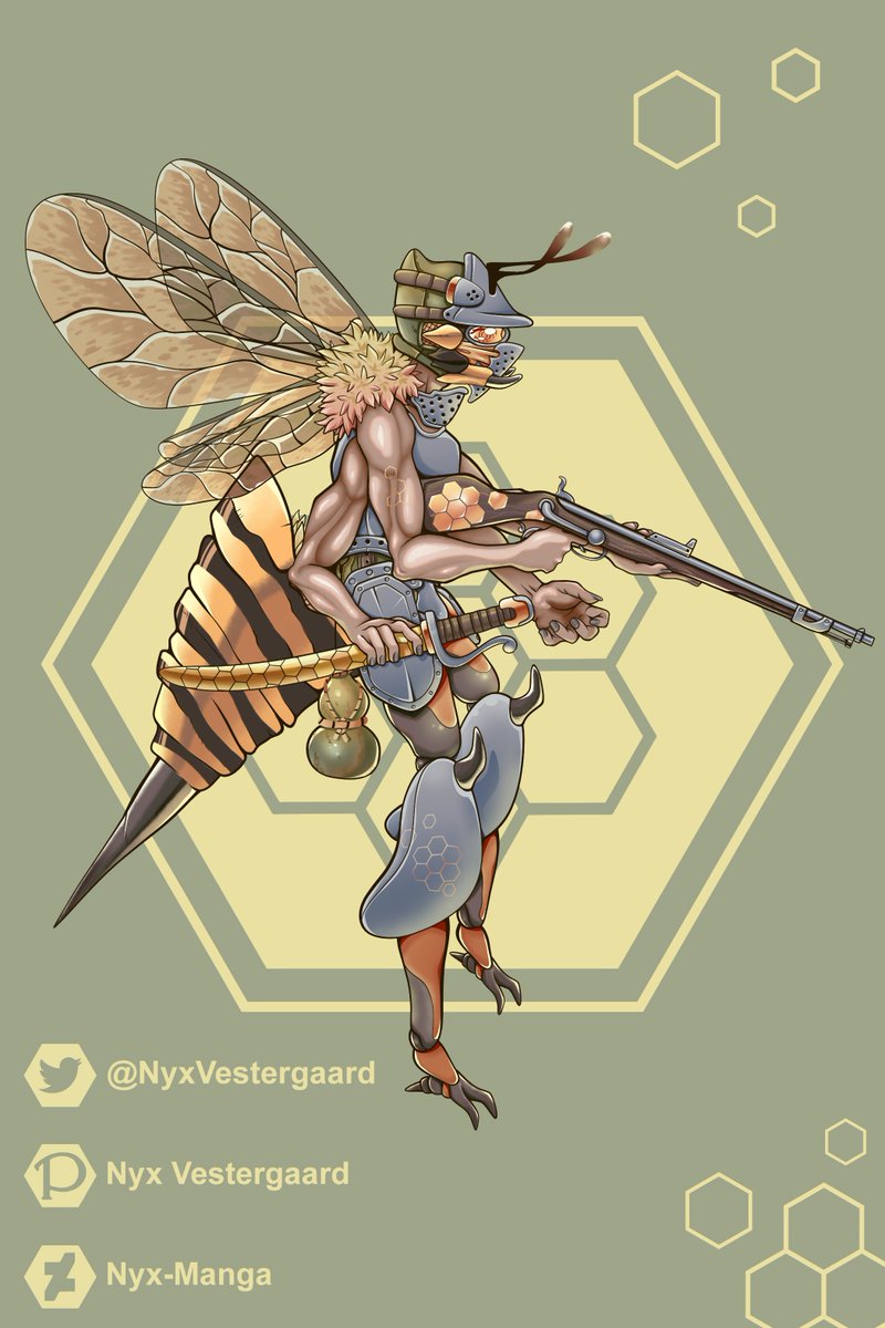 NyxVestergaard's tweet photo. Colonial Yellowstripe live in tall hexagon shaped hives ruled by a queen. The average hive population exceeds 1000 individuals. Besides the queen, three classes make up the hive population, namely the Hive Guard, Hive Scouts and Hive Workers. https://t.co/VhAbirogUj