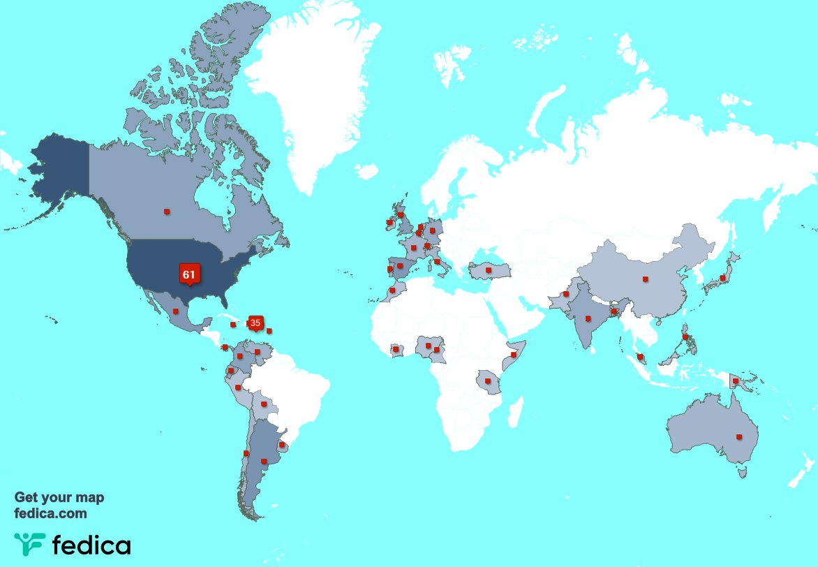 I have 4 new followers from USA 🇺🇸, and more last week. See fedica.com/!ParrandaPR