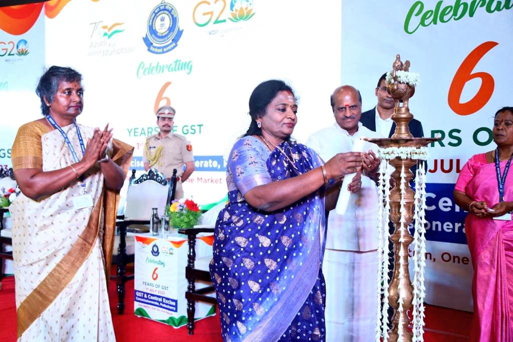 DrTamilisai4BJP's tweet photo. Inaugurated 6th GST day Celebration at #Puducherry. Organised by 'GST' and 'Central Excise' #Puducherry.Impact of the #Goods and #ServicesTax in our nation.Since its Implementation,#GST has simplified taxation,Boosted Economic growth and fostered a unified market.
Let's acknowledge the collective efforts and benefits this tax reform has brought to businesses and consumers alike. Cheers to a more transparent and efficient Tax system.
#GSTDay
#GSTforGrowth
@PMOIndia @narendramodi @HMOIndia @AmitShah @FinMinIndia