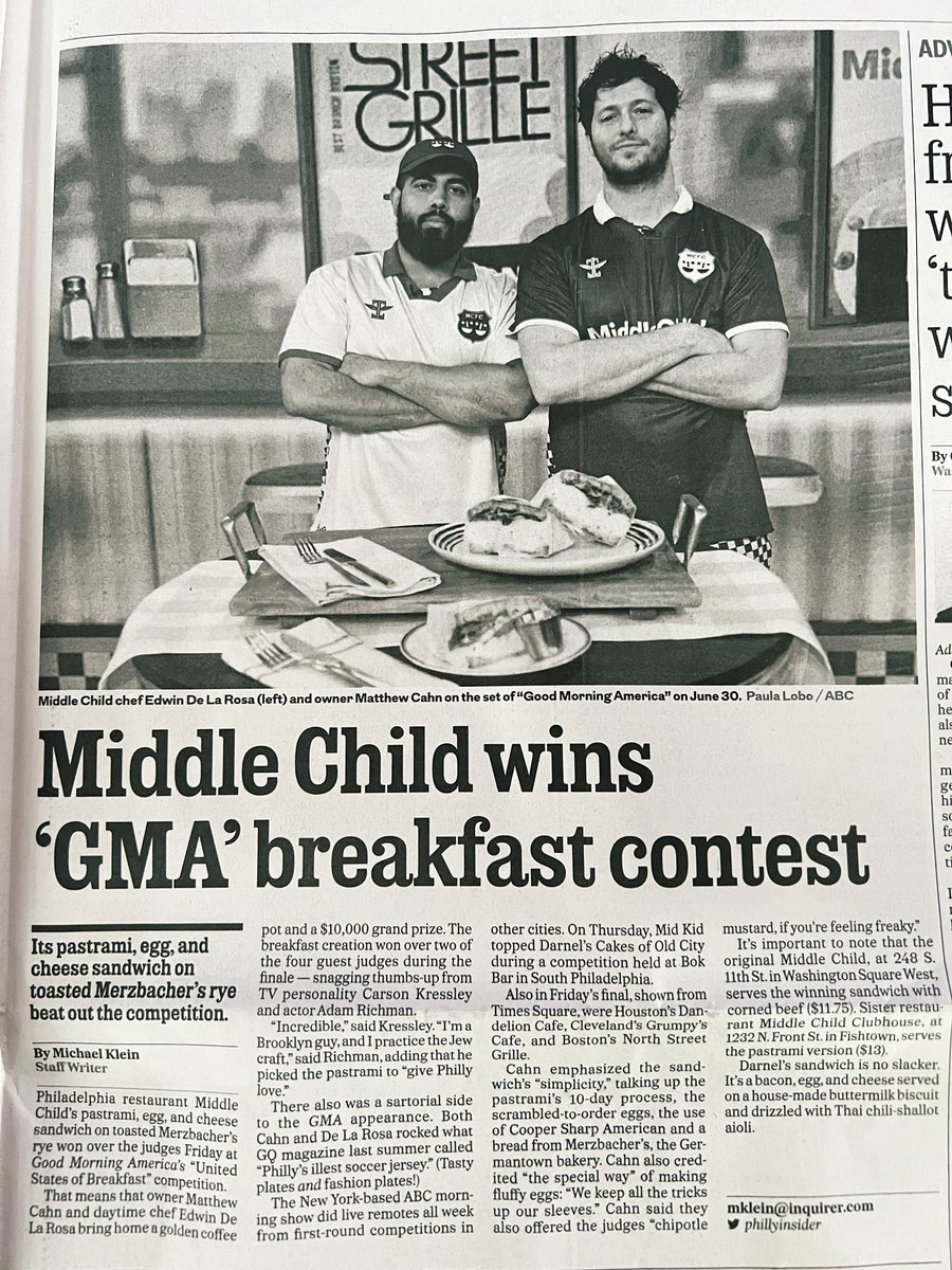 Looking for a stellar breakfast sandwich? Matt Cahn OPC ‘08 has you covered w/ the best one in the U.S. per <a href="/GMA/">Good Morning America</a>. The owner of Middle Child &amp; Middle Child Clubhouse (where you can taste the champ yourself) was recently celebrated for his masterpiece. Congrats! 😋 <a href="/PhillyInquirer/">The Philadelphia Inquirer</a>