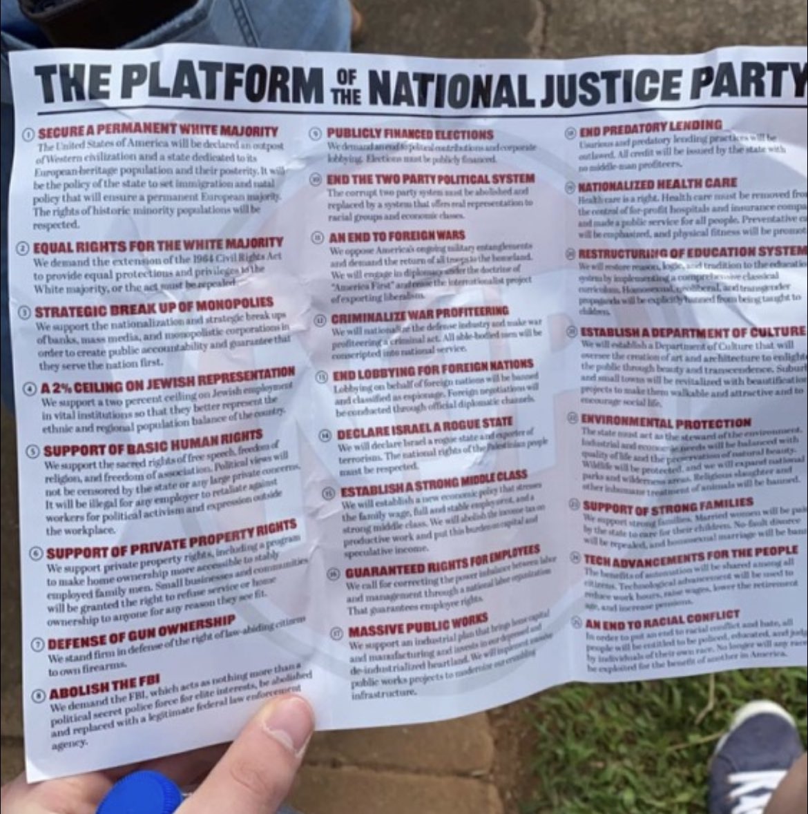 This was handed out to people in line for the Trump Rally this morning in Pickens, South Carolina.