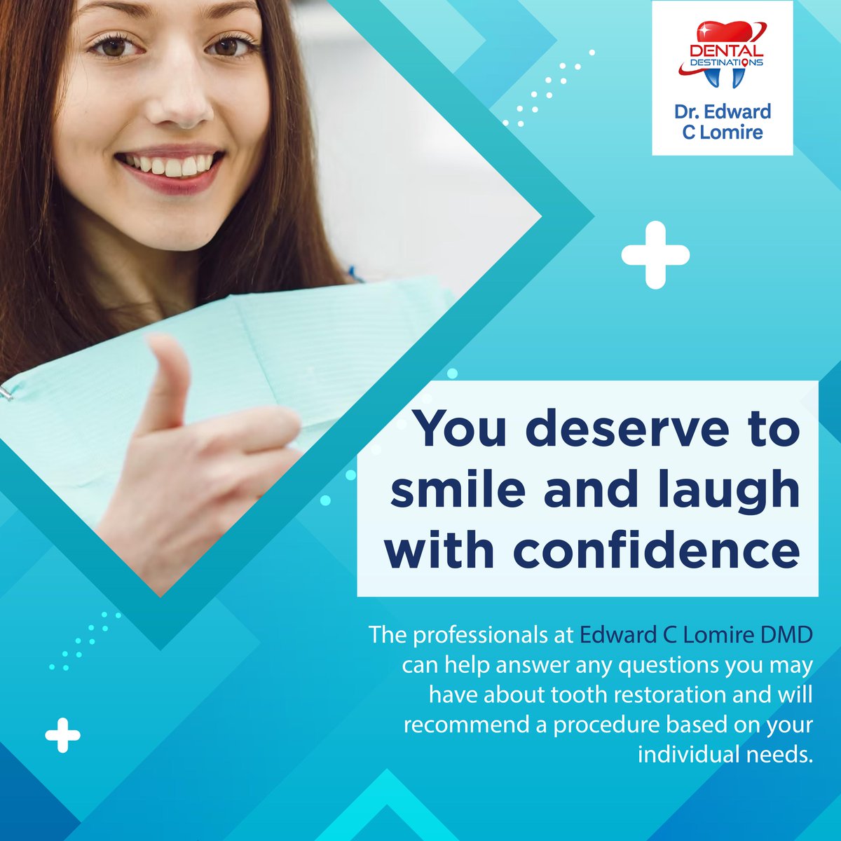 Discover the transformative power of tooth restoration with Edward C Lomire DMD. 🦷 Our team of professionals is here to provide tailored recommendations based on your unique needs. Let's restore your beautiful smile together! 🌟 #SmileWithConfidence #ToothRestorationExperts