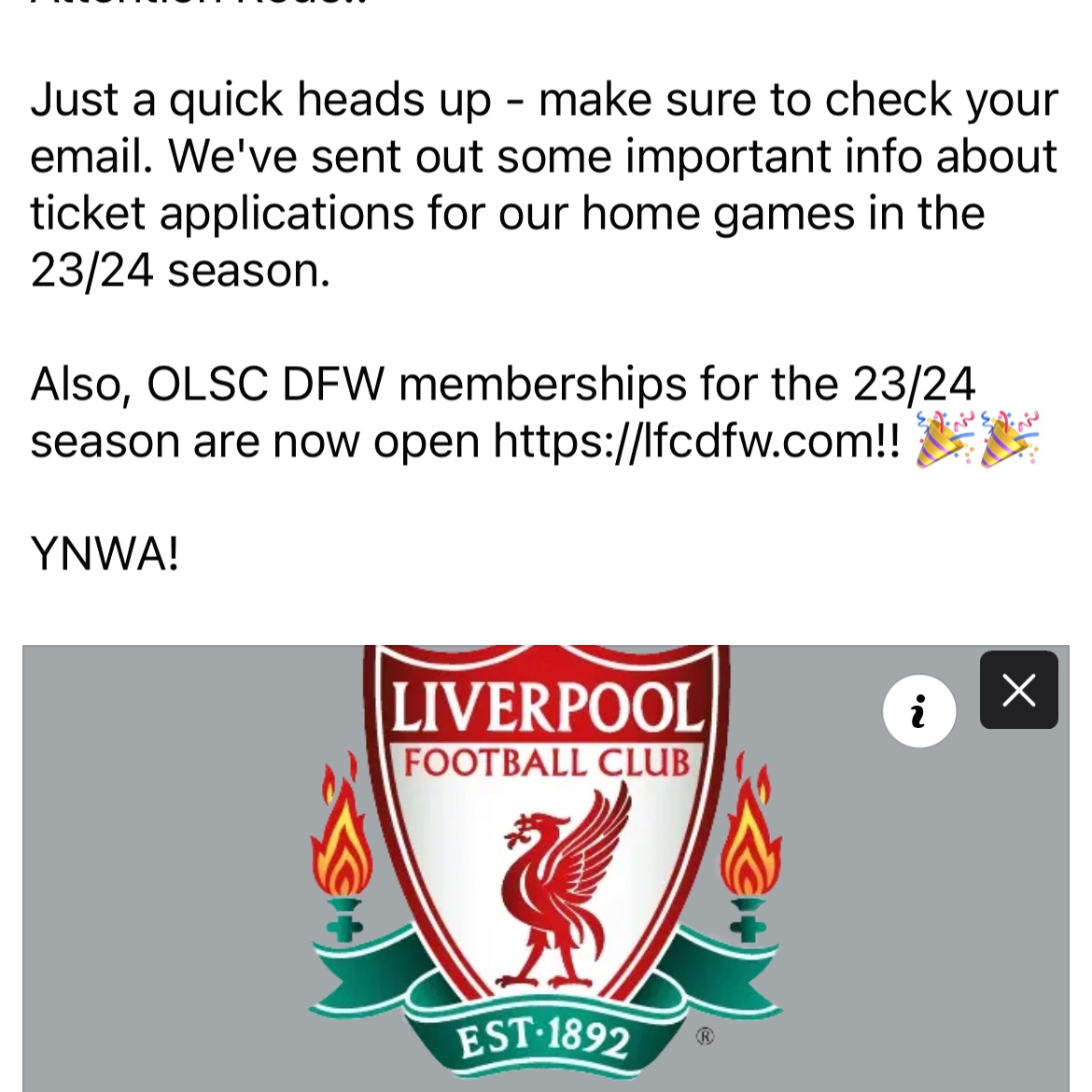 OLSC DFW important service announcement 📣📣📣
lfcdfw.com
