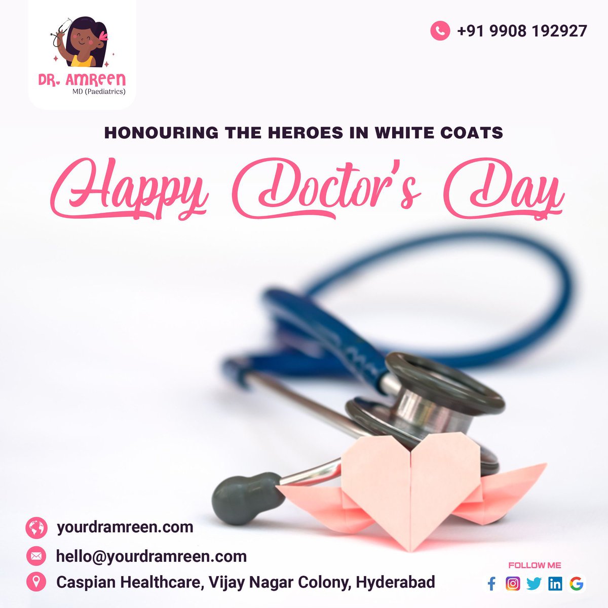 YourDrAmreen's tweet photo. 🌟👩‍⚕️ Happy Doctor's Day! 👨‍⚕️🌈

🩺 As a pediatrician at @caspianhealth, I am honored to be a part of this noble profession. It is a privilege to care for the health and well-being of children.

#DoctorsDay #CaspianHealthcare #DrAmreen #YourDrAmreen #Hyderabad https://t.co/SUpxqyfKUr
