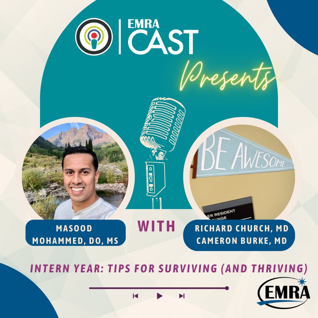 emresidents's tweet image. It's July 1: welcome to residency! You're going to be great, and we're thrilled you're here. #EMRACast @DocMooseEM chats with Dr. Richard Church &amp;amp; Dr. Cameron Burke of @umassEMresident, with tips on how to survive and thrive during intern year. Listen at bit.ly/44pxyMv