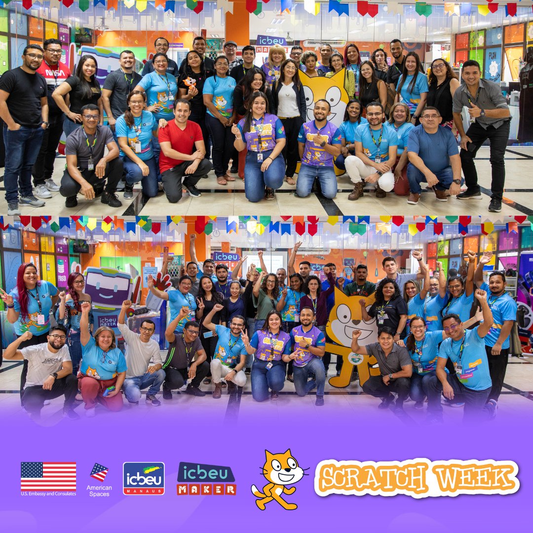 Flavianalc's tweet photo. We had the participation of 60 teachers from state schools in Manaus of(SEDUC-AM). The event, entitled "Scratch Day" of, aimed to provide educators with an opportunity to learn and immerse themselves in the world of programming and Computational Thinkin using the
@scratch https://t.co/AfwicxNNw9