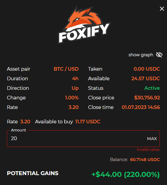 foxifytrade's tweet photo. Or is it going to PUMP today 🚀

Get a huge 220% upside on this option if $BTC is up 1.00% in 4h... 

https://t.co/WAttyVqVu6 https://t.co/KyMf7JH36u