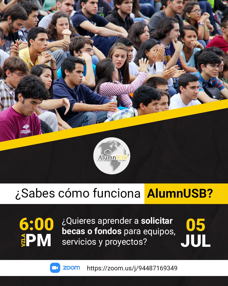 ¡Entérate de cómo puedes solicitar la ayuda que necesitas para promover mejoras en la USB! 
Este miércoles 5 de julio, de 6:00 a 7:00 pm (hora Venezuela) abriremos un foro vía Zoom para responder las dudas de nuestra comunidad. Únete a través del link zoom.us/j/94487169349