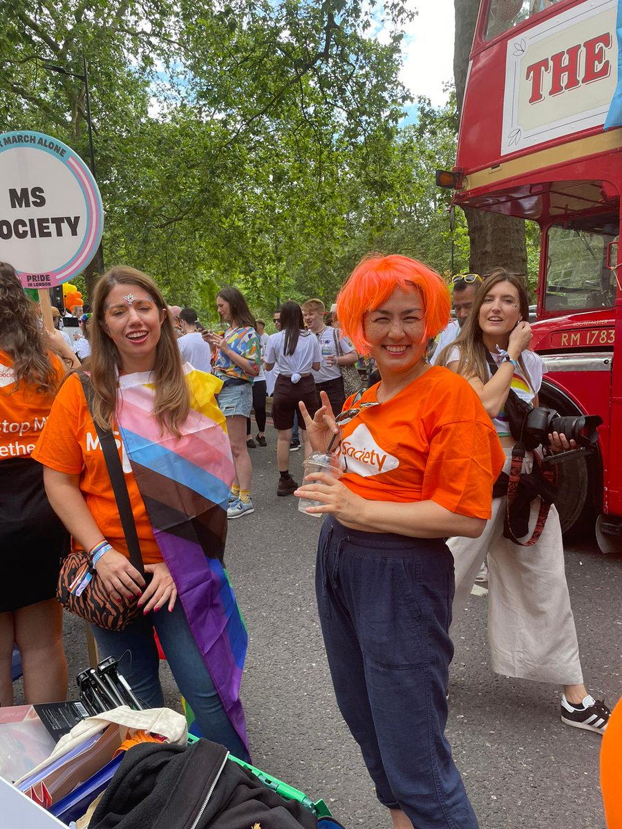 mssocietyuk's tweet photo. Excited and happy faces all around! 
 
Today, we’re at #PrideInLondon. If you spot us, give us a wave and say hi! 
 
#MSTogether https://t.co/BnMD4w1Hk2