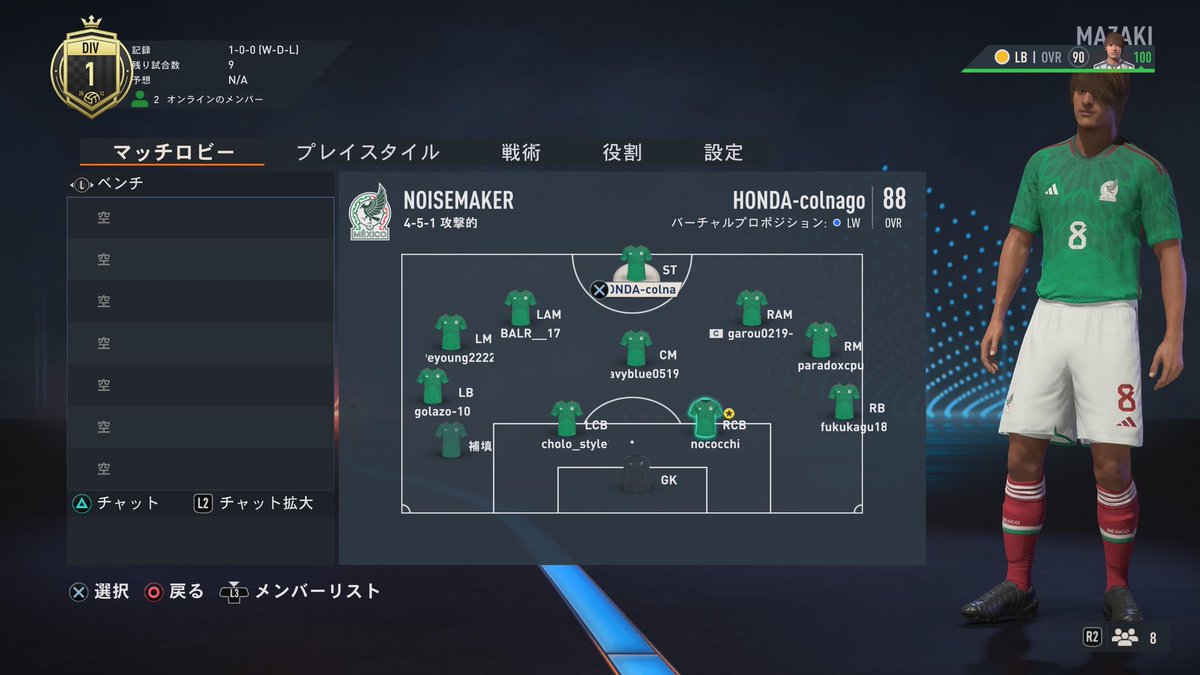 ラスレオ第1節、2節　スタメン
#ラスレオ