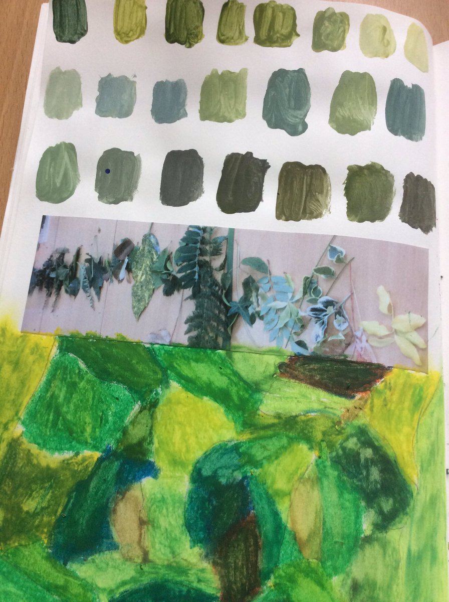 Art
We looked at Henri Rousseau’s painting ‘Surprised’ and wondered why leaves are green and why there are so many shades of green. This week we investigated photosynthesis, used magnifying lenses to observe leaves, mixed shades of green and created collages from leaves.