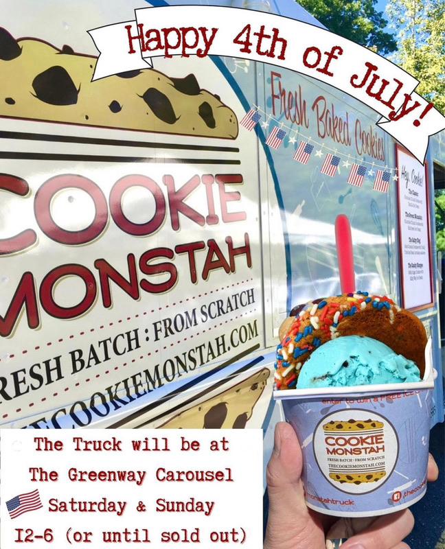 🇺🇸Happy 4th of July Weekend!! Hey Boston the truck will be at the Greenway Carousel Sat. &amp; Sun. 12-6 or til sold out! Enjoy festive cookie &amp; ice cream combinations at the truck &amp; all 6 locations as well!🇺🇸

Order Cookie Platters &amp; Cookie Cakes online
thecookiemonstah.com