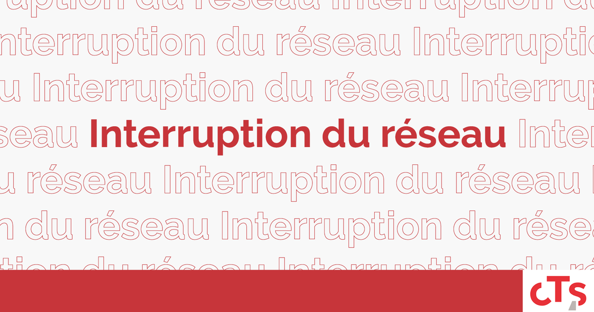 CTS_Infostrafic's tweet photo. 📢 SAMEDI 1/7/23 : INTERRUPTION DU RESEAU sur ordre des forces de l'ordre, le fonctionnement du réseau CTS sera interrompu pour la journée

@CTS_Strasbourg https://t.co/AHi4nEVDUO