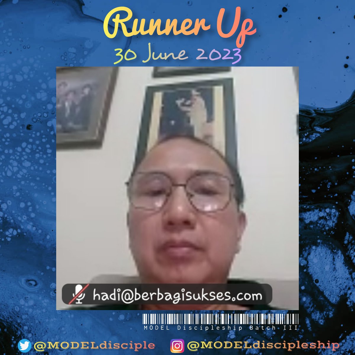 MODELdisciple's tweet photo. 4th Week -> 30 June 2023
• #DiscipleOfTheWeek •
🎉 Mrs. #SIlvanaDondo 👏

• #RunnerUp
🎉 Mr. #HadiSantoso 👏

Discipleship 4.0
🇲 • 🇴 • 🇩 • 🇪• 🇱 https://t.co/kXZ55hqRS4
