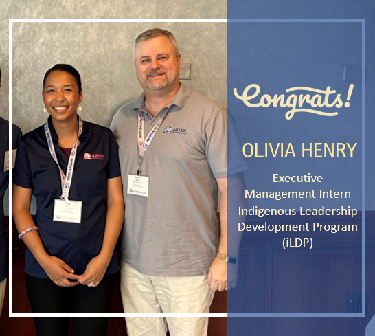📣 CEO, Kevin Hamer, announces Olivia Henry, BSN, RN, Executive Management Intern, as our first Akiak tribal member hired into our Indigenous Leadership Development Program (iLDP), a rotational internship assignment providing essential leadership knowledge and skills to help make