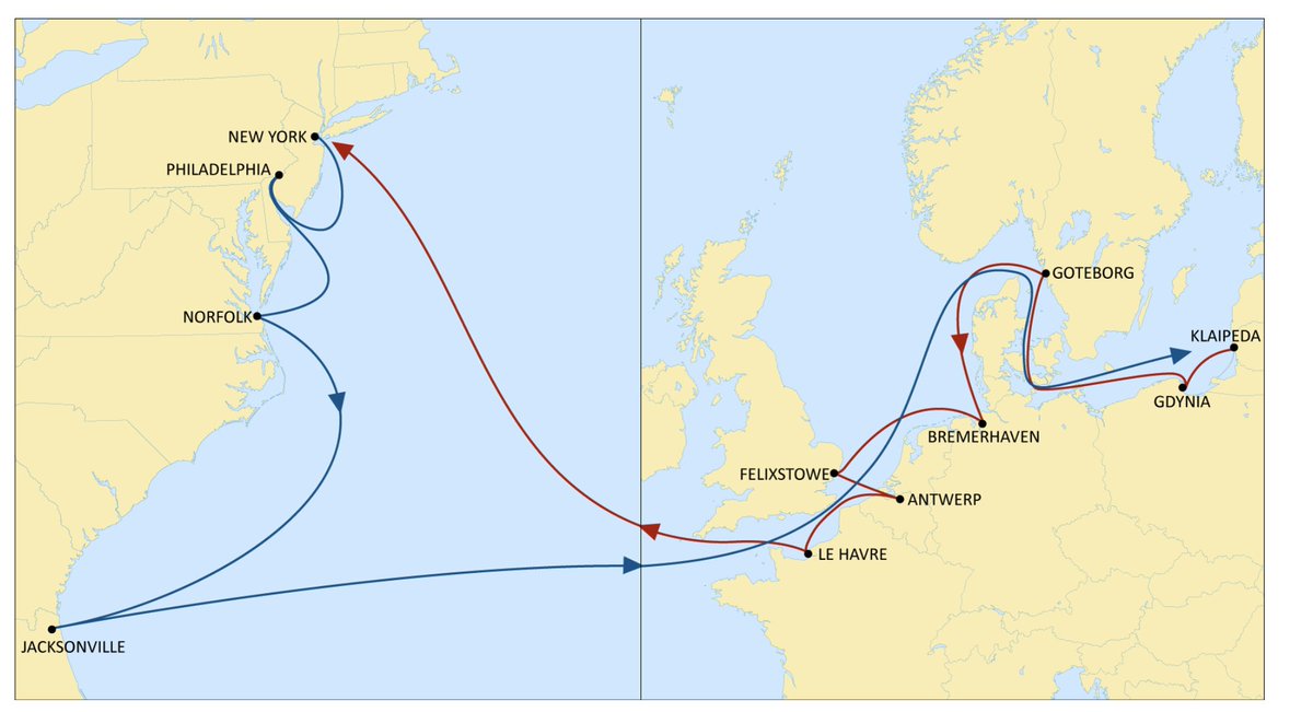quorumzine's tweet photo. MSC Leandra V (upcoming bioMSAR &amp; MSAR test vessel) has been assigned a new route: ScanBaltic to USA

Once on regular rotation, this should take her from Klaipeda (Lithuania) via a range of Baltic, Scandinavian, and Northern European ports, then over to US east coast

$QED #QED https://t.co/lLuLFXLXsj