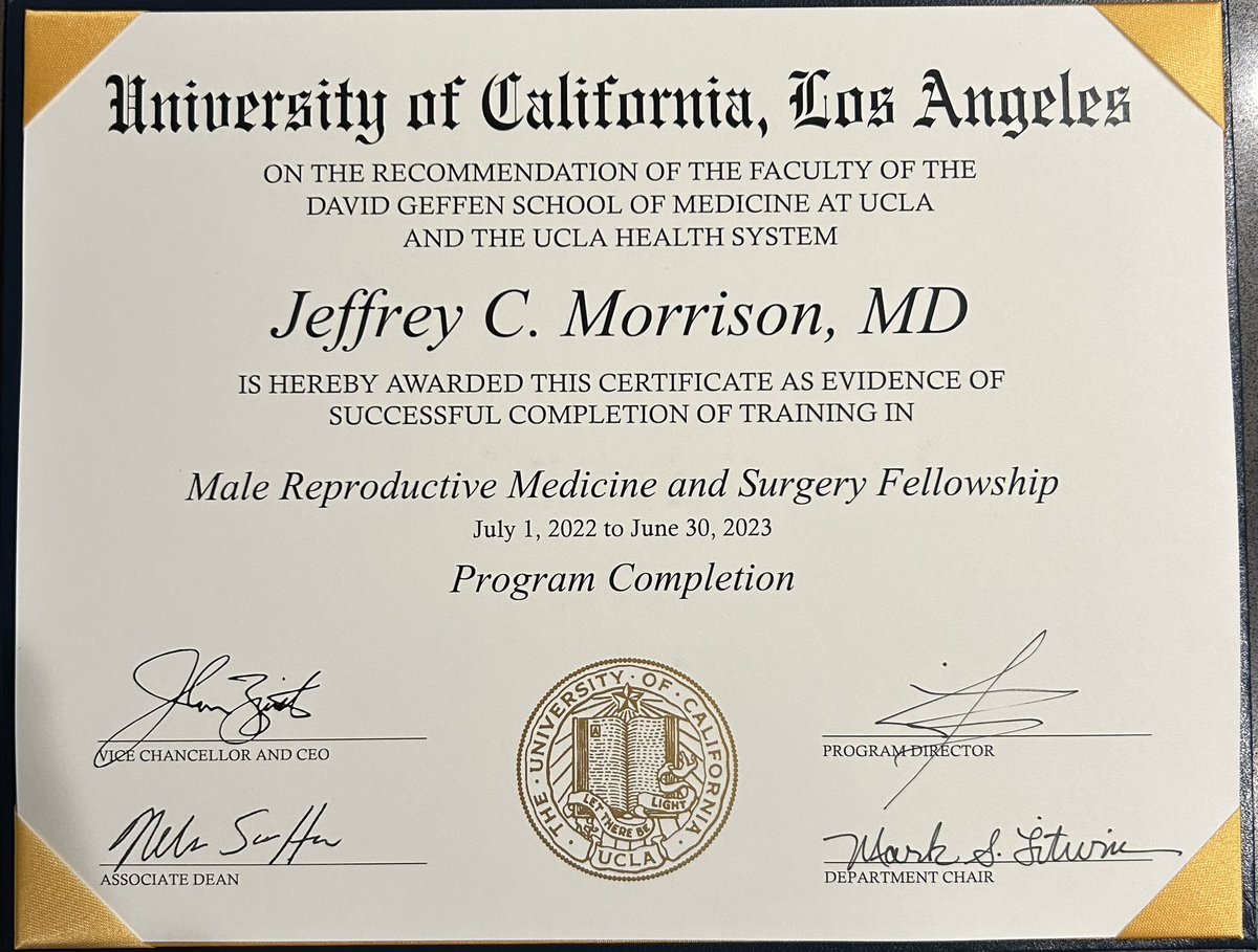 Amazing year in fellowship at @UclaUrology with Dr. Mills and team. Incredible clinical experience, and a blast working alongside co-fellow @JJAndinoMD.

Thrilled to move back to Denver and join University of Colorado @CU_Urology! 

#MensHealth #MaleFertility