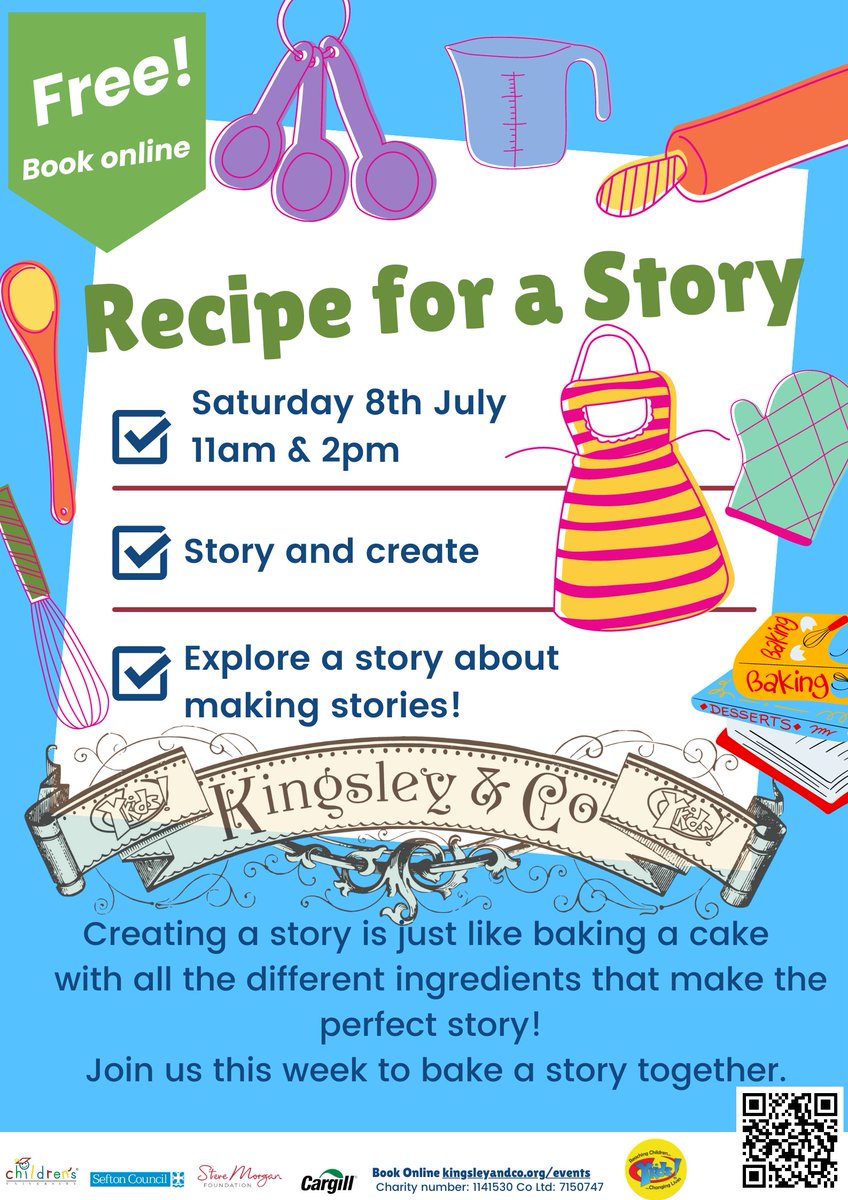 You know what makes a perfect story? A recipe!🍰
Listen to story that will inspire you to create your own recipe and play games to help you along the way!📝
Book Online-🎟️
#kingsleyandco #lovereading #recipeforastory #livlitcycle #storytelling #storytime #writing #joyfuljune