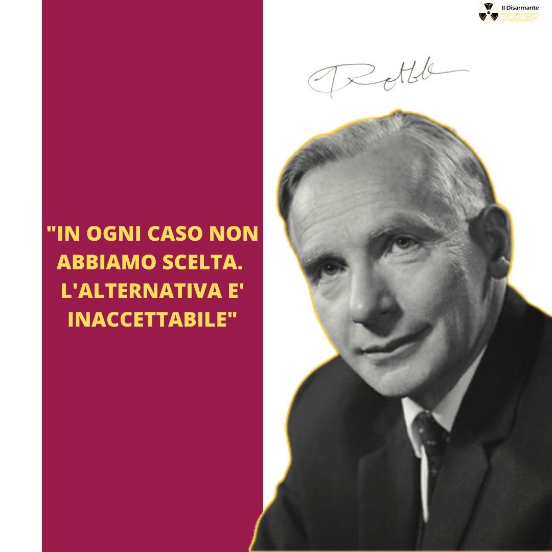 #Jozef #Rotblat fu l'unico scienziato ad essersi ritirato dal Progetto Manhattan. Rappresenta la possibilità di scegliere, ovunque ed in qualunque circostanza, la pace. 

#nuclearban #disarmonucleare