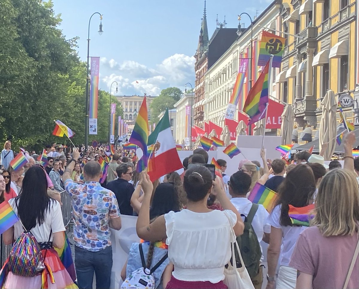 🇨🇦Happy #CanadaDay2023 🍁 from <a href="/OsloPride/">Oslo Pride</a>!!  🌈 🏳️‍🌈

Diplomatic Corps in #Norway 🇳🇴 marching #together to support #LGBTQIA rights! 

#LoveIsLove ❤️💕💙💜💗💚