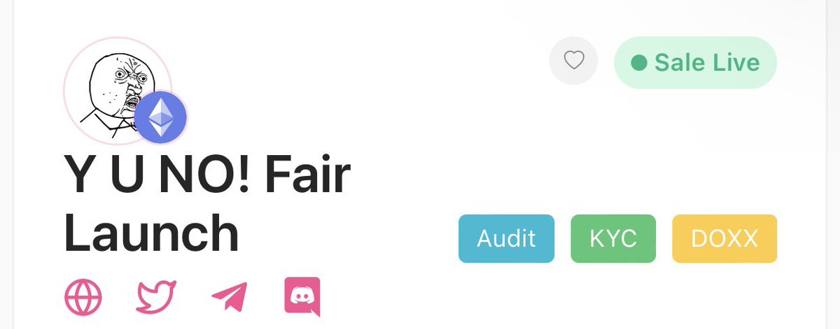 Our fairlaunch has started 🔴

pinksale.finance/launchpad/0xf2…

Y U NO smash this? 💥 

#YUNO #Pinksale #Fairlaunch #Presale #ETH #Binance