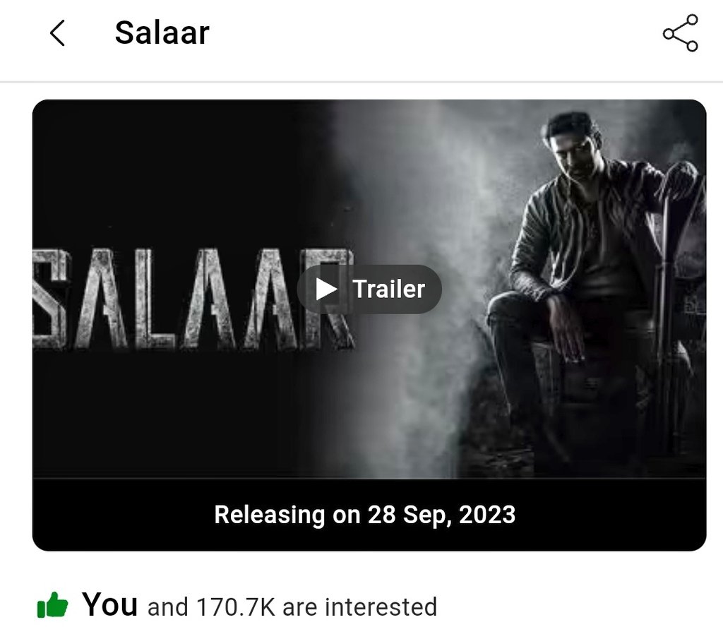 #Jawan Bookmyshow intrest 94.8K
#Salaar Bookmyshow intrest 170.7K
________________________________
I Know #Srk is King of Bollywood,But #Prabhas is King Of India 🔥🤙

#Prabhas𓃵 #SalaarTheSaga #SalaarTeaser #ProjectK #saaho #Adipurush #JawanTeaser #Tiger3 #ShahRukhKhan #SSMB29