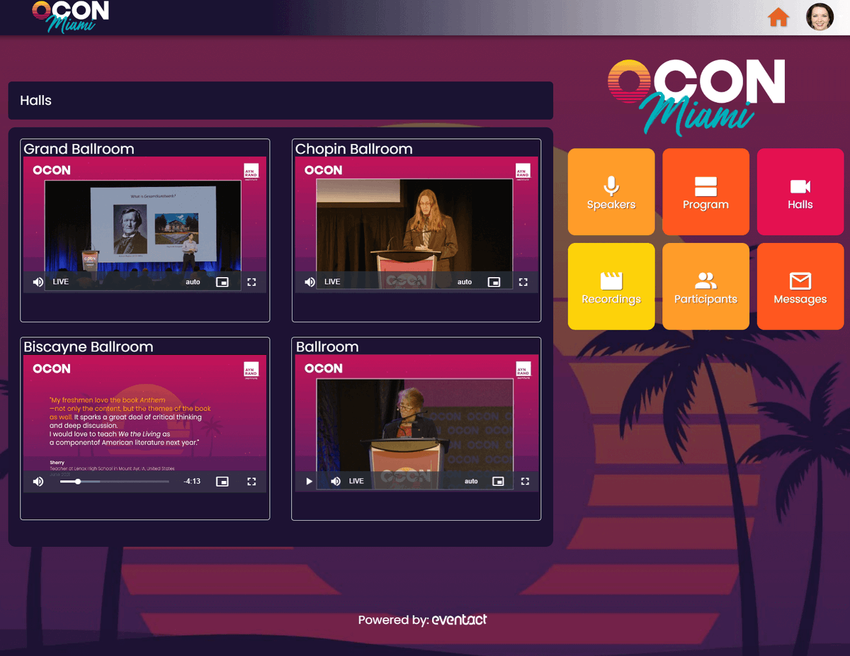 Miami, June 30 - July 5, the Ayn Rand Conference  is an opportunity to delve into the philosophy of Objectivism, learn about Ayn Rand, and connect with other Objectivists. 

You can still participate virtually and watch the event as VOD if you cannot attend in person.  #OCON2023