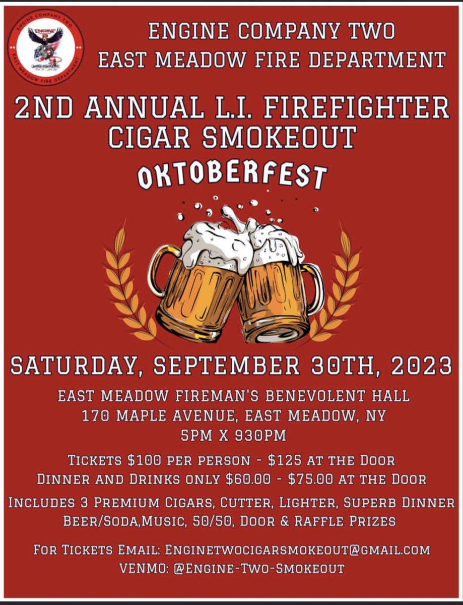 Ciaccio2Frank's tweet photo. @BovedaInc - Become a Sponsor! On September 30th the 2nd Annual Long Island Firefighter Cigar Smokeout will take place. Last year brought in over 200 firefighters and avid Cigar smokers to our event.  As this years event will be larger, we are looking for sponsors. https://t.co/43fPU6VGjp