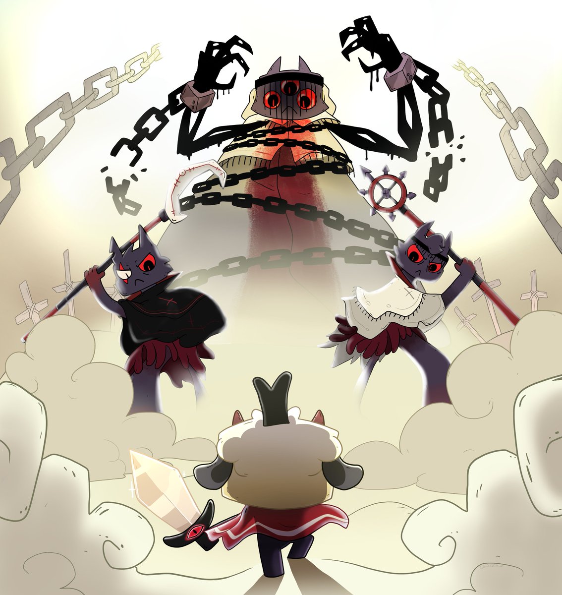 cloud_wilk's tweet photo. Tribute to that lamb guy who may or may not have killed a god #CultoftheLamb https://t.co/L4zUecnBsU