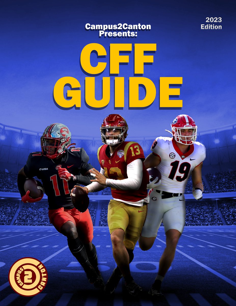 CFF_Jared's tweet image. The 2023 @campus2canton CFF Guide is live for just $20!

🏈 Team Profiles for all 133 teams
🏈 Player Profiles - 48 QBs, 60 RBs, 72 WRs, 36 TEs
🏈 Freshmen Fifty
🏈 Mock draft and ADP trend analysis
🏈 Coaching systems to know
🏈 Team schedules to know

👉campus2canton.com/product/2023-c…