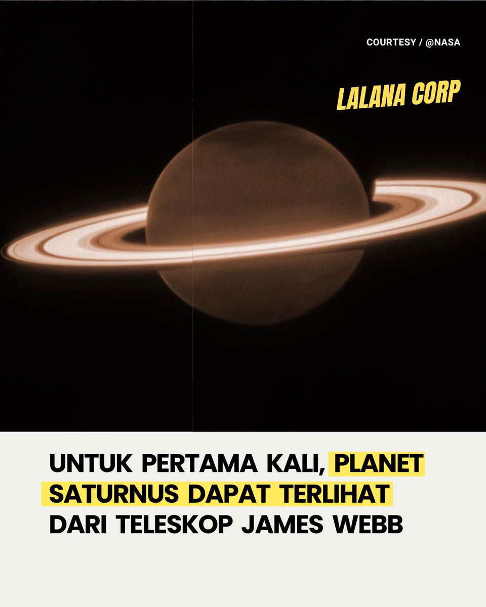 lalanacorp's tweet image. Untuk pertama kalinya Teleskop James Webb dapat mengabadikan planet Saturnus. Gambar ini diambil sebagai bagian dari program sains Webb yang dirancang untuk menguji kemampuan teleskop dalam mendeteksi bulan redup di sekitar planet dan mempelajari cincin terangnya. 
-
#LLNCORP