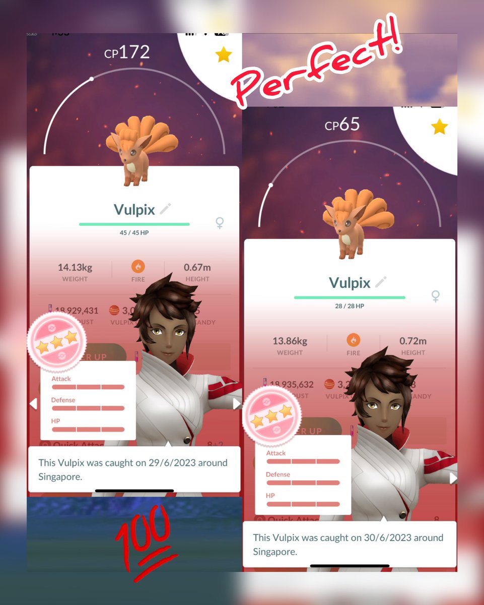 Ez2bmeItsnot's tweet photo. ❤️💯Double perfect ❤️💯#PokemonGO #PokemonGOfriends #Pokemon #HundoVulpix ❤️💯 https://t.co/IvkNyhkCur