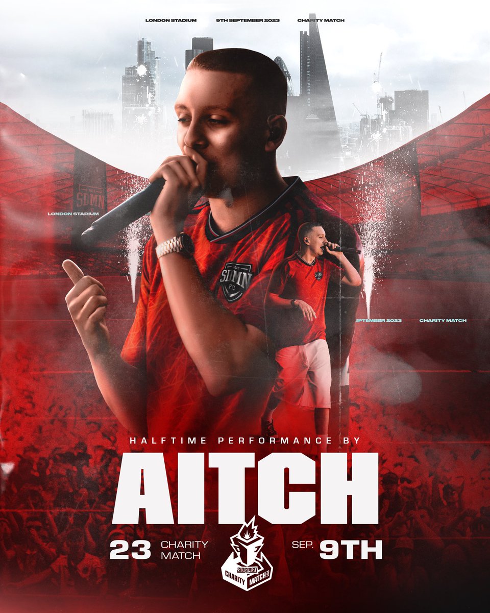 Sidemen's tweet photo. We’re excited to announce that Aitch will be performing at the halftime show this year 🎉

This charity match is going to be our best yet 💜

📸 IG/kelvinjoness https://t.co/mLLautiR6T